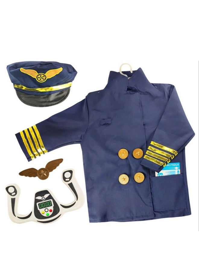 زي الطيار الموحد للأطفال مجموعة لعب الأدوار - كوسبلاي طيار واقعي للفتيان والبنات 3-12 سنة ، زي يوم المهنة / هالوين / حفلة عيد الميلاد - Image 2